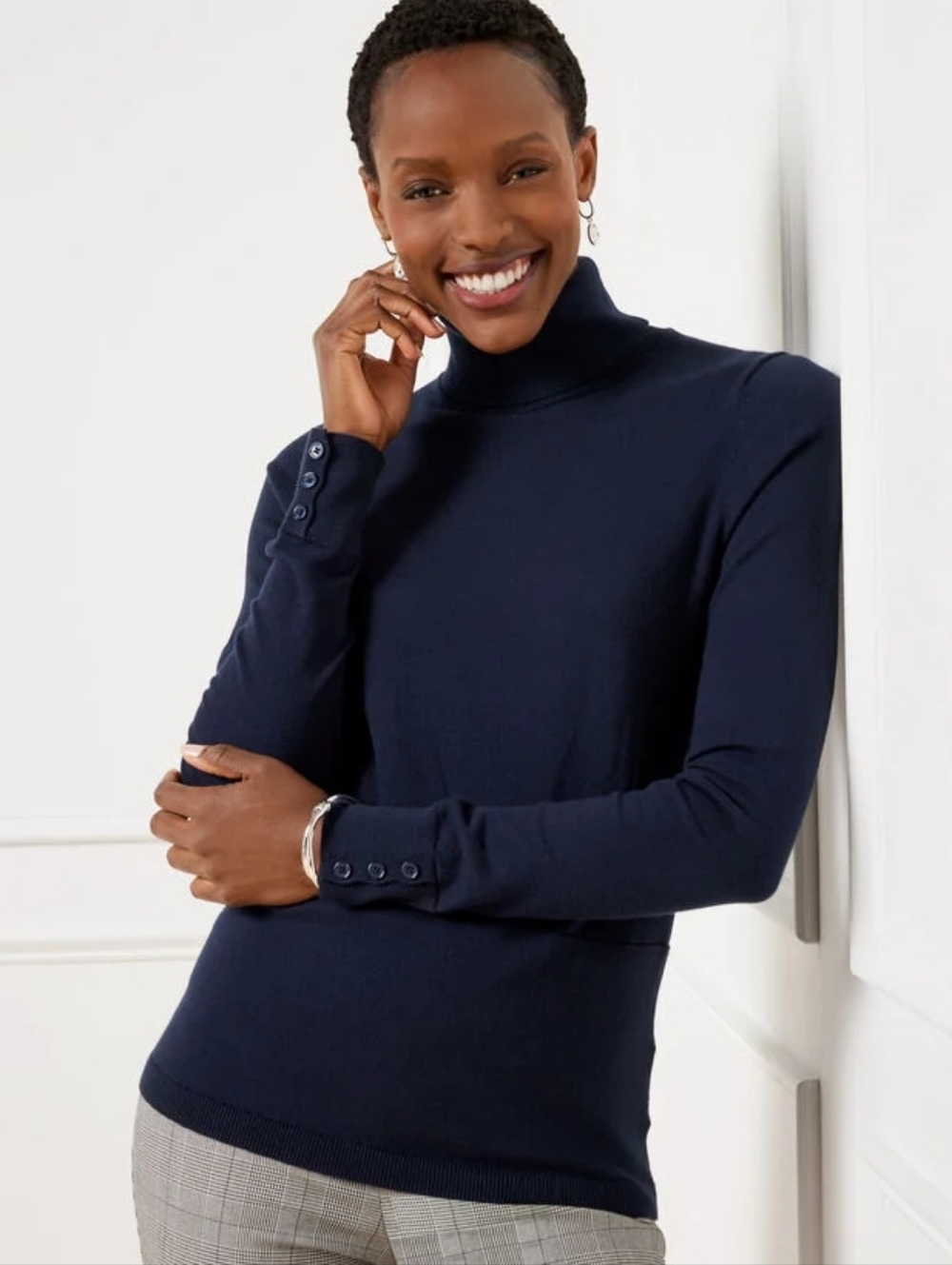 Talbots Navy Perfect Turtleneck Sweater Medium
